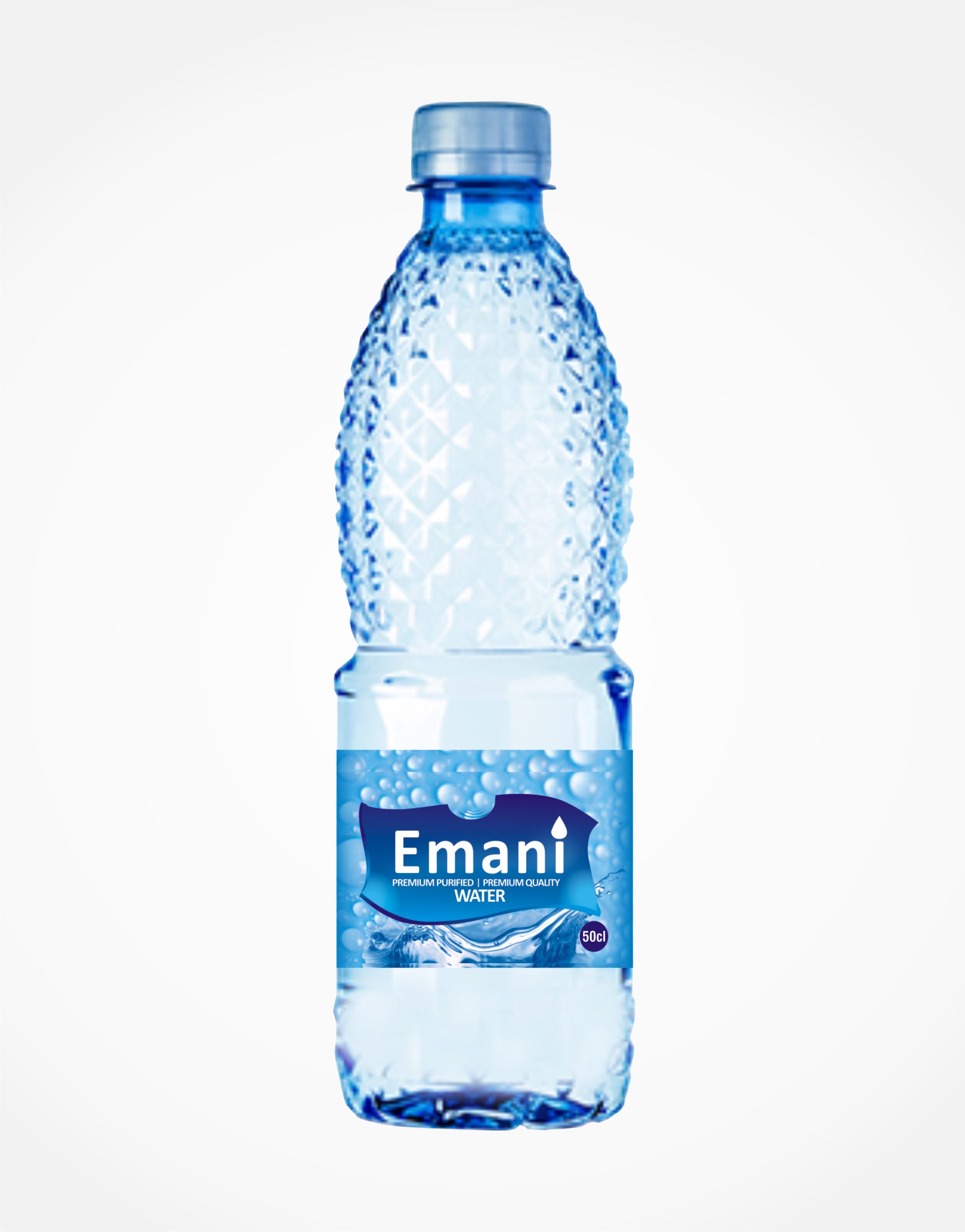 A bottle of Emani  Premium drinking water